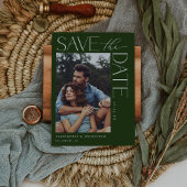 Chic Stylish Mod Foto Save the Date 2 dk Green Einladung