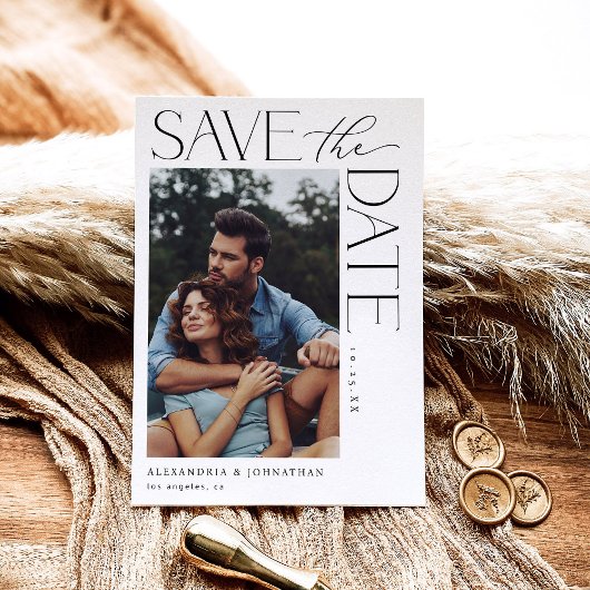 Chic Stylish Mod Foto Save the Date 2 Einladung