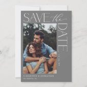 Chic Stylish Mod Foto Save the Date 2 Grau Einladung (Vorderseite)