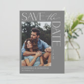 Chic Stylish Mod Foto Save the Date 2 Grau Einladung (Stehend Vorderseite)