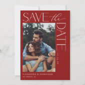 Chic Stylish Mod Foto Save the Date 2 Red Einladung (Vorderseite)