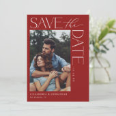 Chic Stylish Mod Foto Save the Date 2 Red Einladung (Stehend Vorderseite)