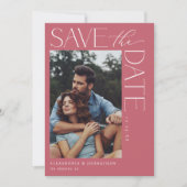 Chic Stylish Mod Foto Save the Date 2 Rose Rosa Einladung (Vorderseite)