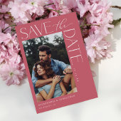 Chic Stylish Mod Foto Save the Date 2 Rose Rosa Einladung