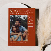 Chic Stylish Mod Foto Save the Date 2 Rost Orange Einladung