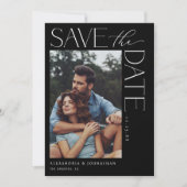 Chic Stylish Mod Foto Save the Date 2 Schwarz Einladung (Vorderseite)