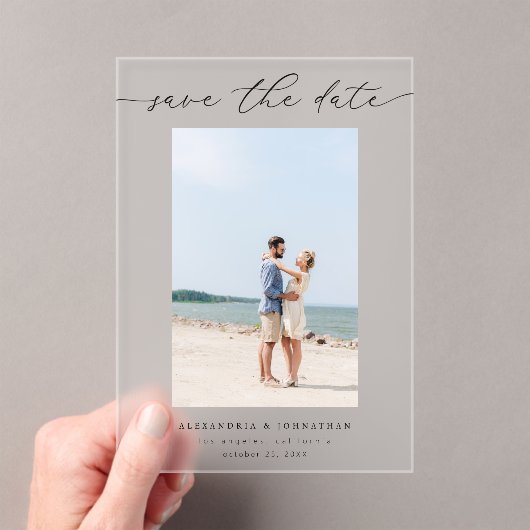 Chic Stylish Mod Foto Save the Date 3 Acryleinladungen (Insitu (Handheld))