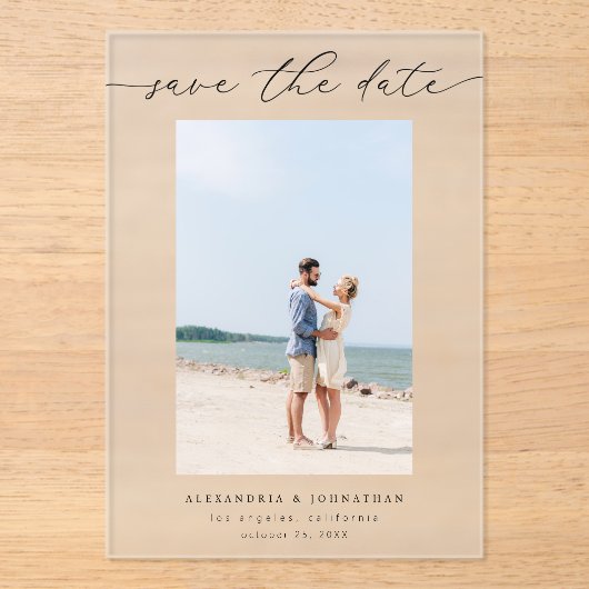 Chic Stylish Mod Foto Save the Date 3 Acryleinladungen (Vorderseite)