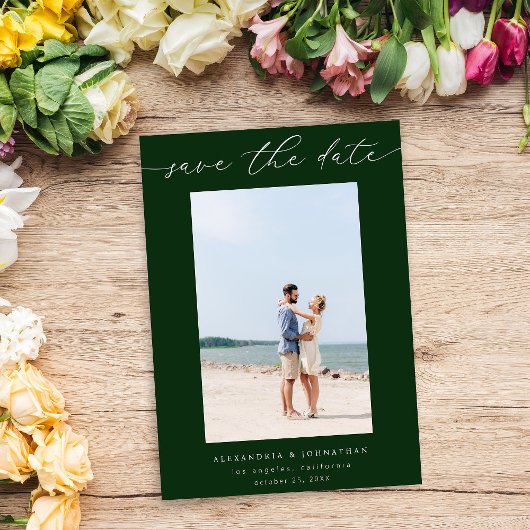 Chic Stylish Mod Foto Save the Date 3 - Grün Einladung