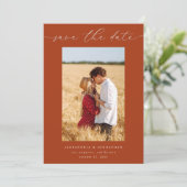 Chic Stylish Mod Foto Save the Date 3 - Rust Einladung (Stehend Vorderseite)