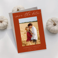 Chic Stylish Mod Foto Save the Date 3 - Rust
