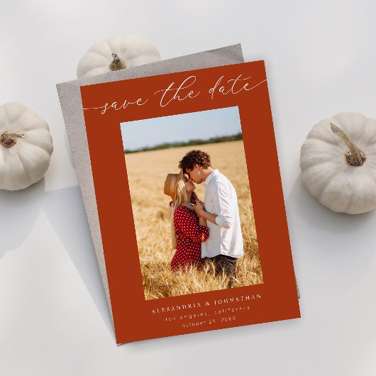 Chic Stylish Mod Foto Save the Date 3 - Rust Einladung