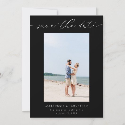Chic Stylish Mod Foto Save the Date 3 - Schwarz Einladung (Vorderseite)