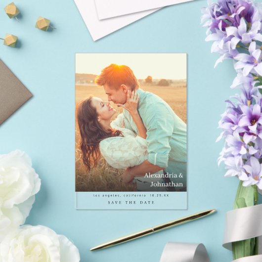 Chic Stylish Mod Foto Save the Date Acryleinladungen (In Situ (Hochzeit))