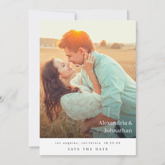 Chic Stylish Mod Foto Save the Date Einladung (Vorderseite)