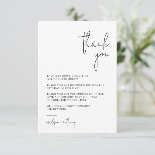 Chic Stylish Modern Foto Wedding Dankeskarte (Stehend Vorderseite)