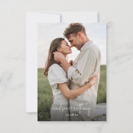 Chic Stylish Modern Foto Wedding Dankeskarte (Rückseite)