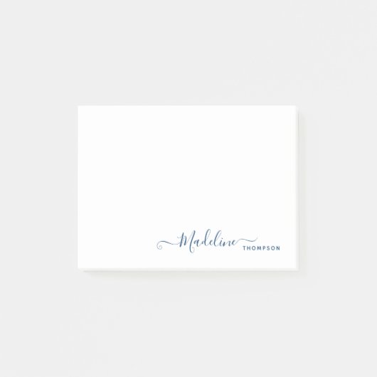 Chic Stylish Modern Girly Script Navy Blue Post-it Klebezettel (Vorderseite)