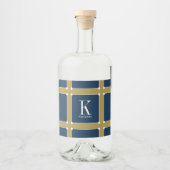 CHIC & STYLISH_MODERN NAVY/GOLD MONOGRAM ALKOHOLFLASCHENETIKETT (Vorderseite)