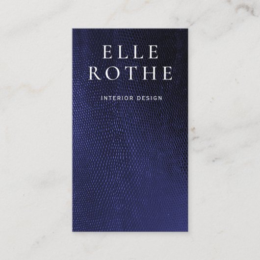 Chic Stylish Navy Blue Lizard Skin Designer Visitenkarte (Vorderseite)
