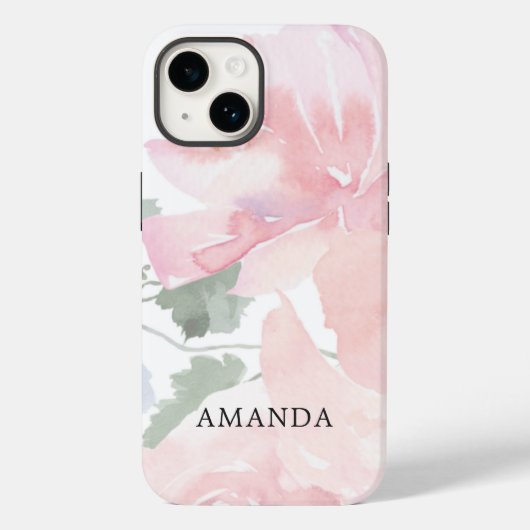Chic Stylish Pink Floral Case-Mate iPhone Hülle (Rückseite)
