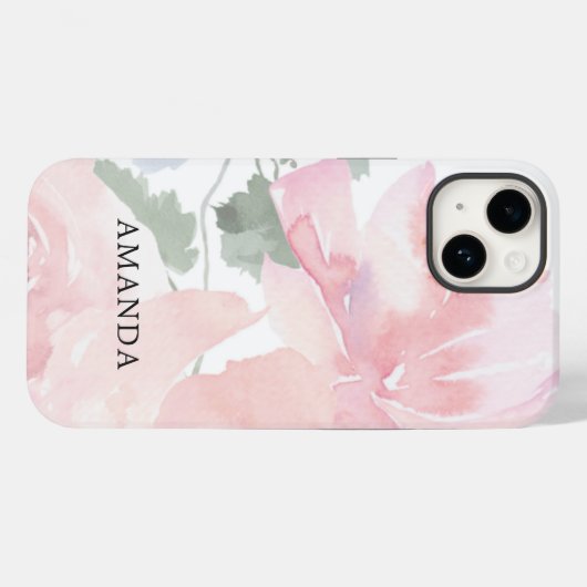 Chic Stylish Pink Floral Case-Mate iPhone Hülle (Rückseite (Horizontal))