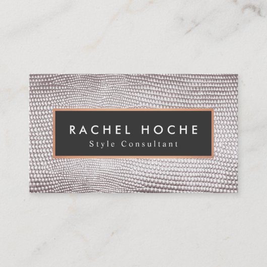 Chic Stylish Silver Snake Skin Style Consultant Visitenkarte (Vorderseite)