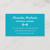 Chic Stylish Türkise Personal Fitness Trainer Visitenkarte (Rückseite)