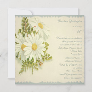 Chic Stylish Vintag Daisies 50. Geburtstag Einladung