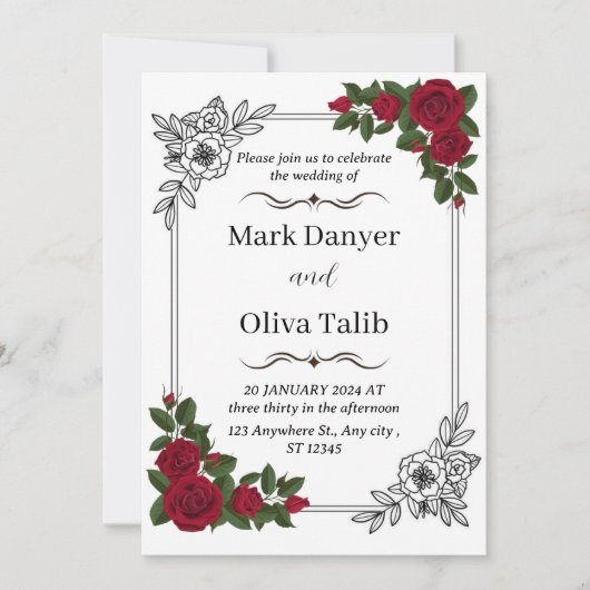 Chic & Stylish Wedding Einladung - Anpassbar (Vorderseite)