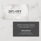 Chic Subtle Glitzer White Bokeh Coupon Card Visitenkarte (Vorne/Hinten)