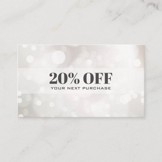 Chic Subtle Glitzer White Bokeh Coupon Card Visitenkarte (Vorderseite)
