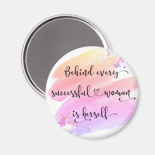 Chic "Successful Woman" Pink Watercolor Typografie Magnet (Vorderseite/Rückseite)