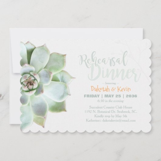 Chic Succulent Wedding Probe Dinner Einladung (Vorderseite)