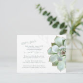 Chic Succulent Wedding RSVP & Unterkünfte Karte (Stehend Vorderseite)