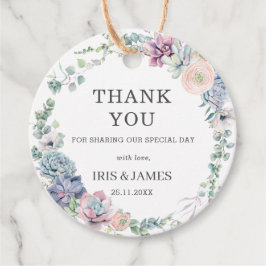 Chic Succulents Blumengrün Hochzeit Vielen Dank Geschenkanhänger
