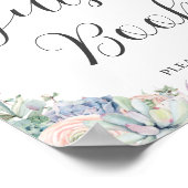 Chic Succulents Blush Floral Wedding Guest Book Poster (Ecke)