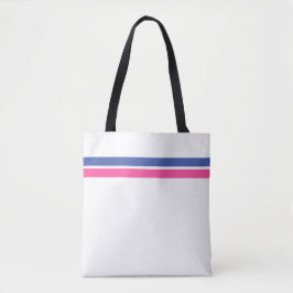 Chic Summer Blue Pink Top Racing Streifen auf Weiß Tasche