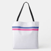 Chic Summer Blue Pink Top Racing Streifen auf Weiß Tasche (Rückseite)