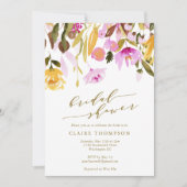 Chic Summer Pink Floral Watercolor Brautparty Einladung (Vorderseite)