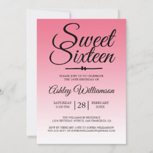 Chic Summer Pink Ombre Sweet 16 16. Geburtstag Einladung