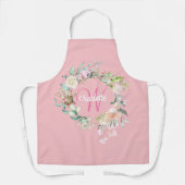 Chic Summer Rose Blush Pink Initial Monogram Schürze (Vorderseite)