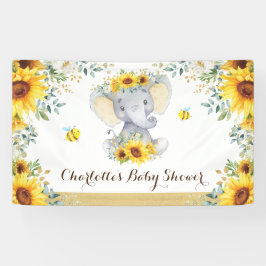 Chic Summer Sunflower Elephant & Bees Baby Dusche Banner