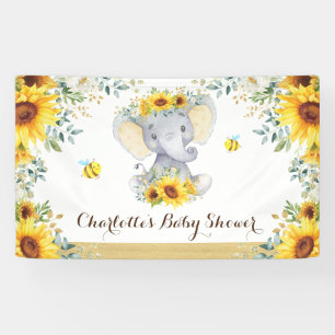 Chic Summer Sunflower Elephant & Bees Baby Dusche Banner