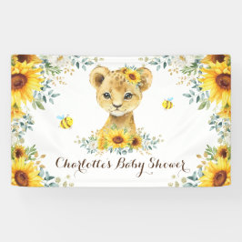 Chic Summer Sunflower Lion Cub & Bees Baby Dusche Banner