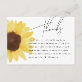 Chic Sunflower Babydusche Floral Danke Karte