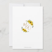 Chic Sunflower Bloral Gold Geometric Wedding Einladung (Rückseite)