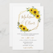 Chic Sunflower Bloral Gold Geometric Wedding Einladung (Vorne/Hinten)