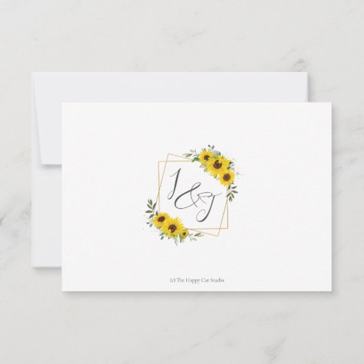 Chic Sunflower Blues Wedding RSVP Card (Rückseite)