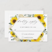 Chic Sunflower Blues Wedding RSVP Card (Vorne/Hinten)
